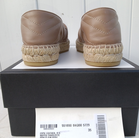 NEW GUCCI DOUBLE GG LOGO ESPADRILLES MARMONT MATELASSE LEATHER SZ 35 - Picture 7 of 14